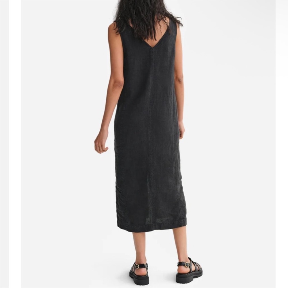 NWT MATE The Label 100% Organic Linen Tank Center Seam Midi Dress Black SIze XS